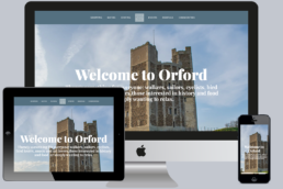 The new Orford Business Association website mocked up on iPhone, iPad and iMac